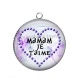 Pendentif Cabochon Argent - maman je t'aime