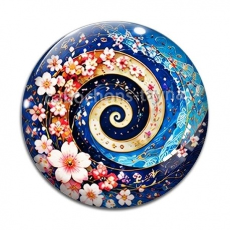 Cabochon Verre - spirale fleur