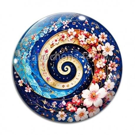 Cabochon Verre - spirale fleur