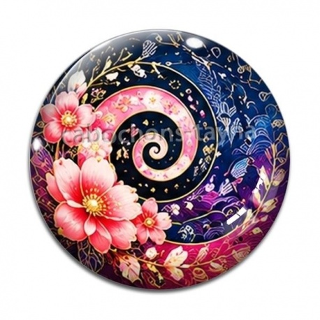 Cabochon Verre - spirale fleur