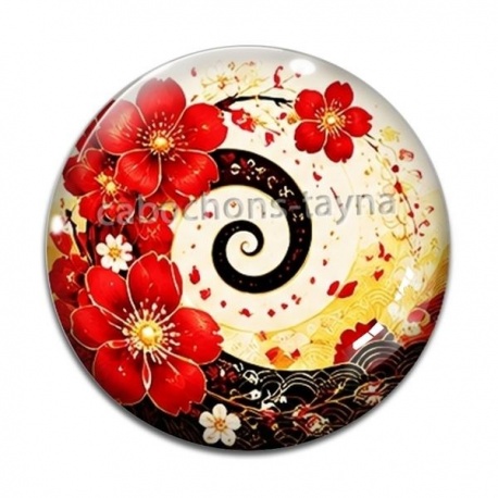 Cabochon Verre - spirale fleur
