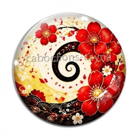 Cabochon Verre - spirale fleur