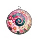 Pendentif Cabochon Argent - spirale fleur