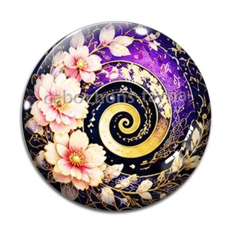 Cabochon Verre - spirale fleur