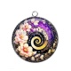 Pendentif Cabochon Argent - spirale fleur