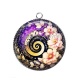 Pendentif Cabochon Argent - spirale fleur