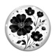 Cabochon Verre - fleur noir et blanc