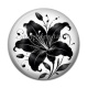 Cabochon Résine - fleur noir et blanc