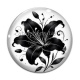 Cabochon Verre - fleur noir et blanc