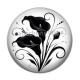 Cabochon Résine - fleur noir et blanc