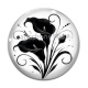 Cabochon Verre - fleur noir et blanc