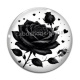 Cabochon Verre - fleur noir et blanc