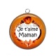 Pendentif Cabochon Argent - maman je t'aime
