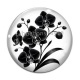 Cabochon Verre - fleur noir et blanc