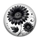 Cabochon Résine - fleur noir et blanc
