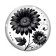 Cabochon Verre - fleur noir et blanc