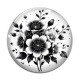 Cabochon Verre - fleur noir et blanc