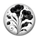 Cabochon Résine - fleur noir et blanc