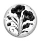 Cabochon Verre - fleur noir et blanc
