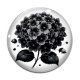 Cabochon Verre - fleur noir et blanc
