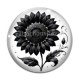 Cabochon Verre - fleur noir et blanc
