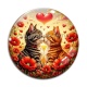 Cabochon Verre - chat coquelicot