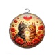 Pendentif Cabochon Argent - chat coquelicot