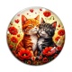 Cabochon Verre - chat coquelicot