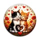 Cabochon Verre - chat coquelicot