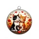 Pendentif Cabochon Argent - chat coquelicot