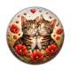 Cabochon Résine - chat coquelicot
