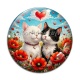 Cabochon Verre - chat coquelicot