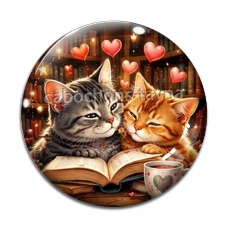 Cabochon Verre - chat livre
