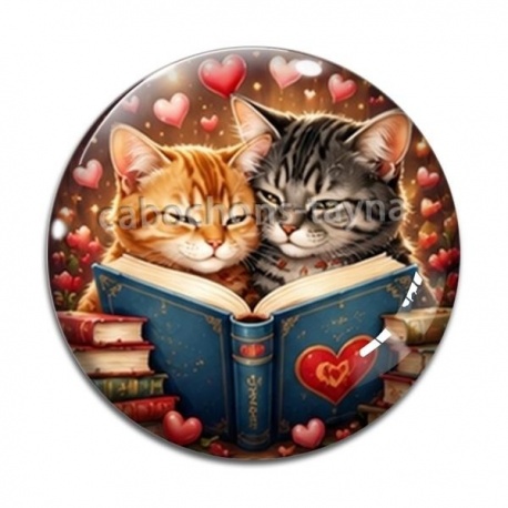 Cabochon Verre - chat livre