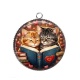 Pendentif Cabochon Argent - chat livre