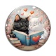 Cabochon Verre - chat livre