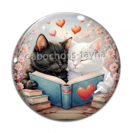 Cabochon Verre - chat livre