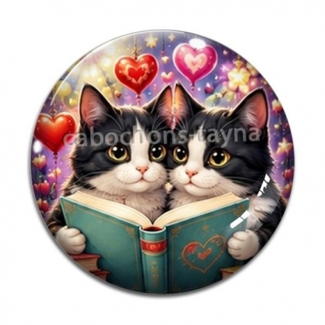 Cabochon Verre - chat livre