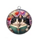Pendentif Cabochon Argent - chat livre