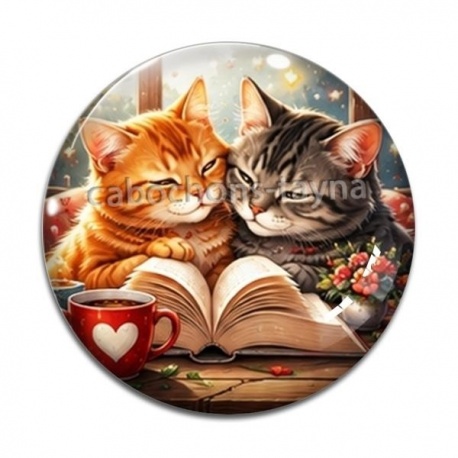 Cabochon Verre - chat livre
