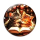 Cabochon Verre - chat livre
