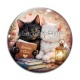 Cabochon Verre - chat livre