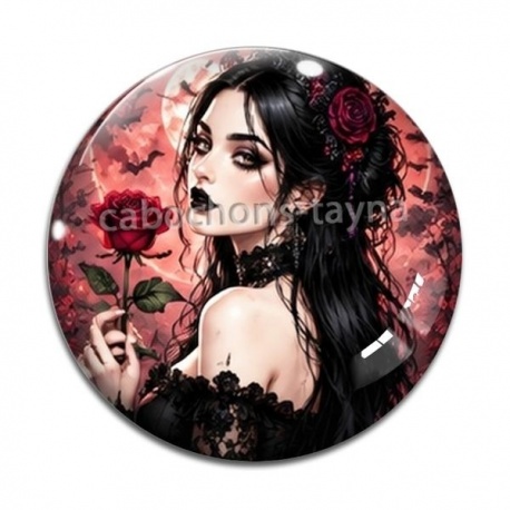 Cabochon Verre - femme gothique
