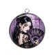 Pendentif Cabochon Argent - femme gothique