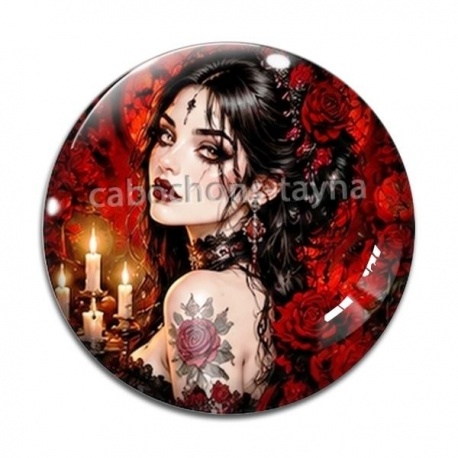 Cabochon Verre - femme gothique