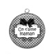 Pendentif Cabochon Argent - on t'aime maman