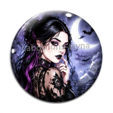 Cabochon Verre - femme gothique