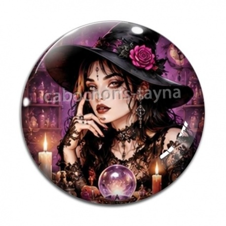 Cabochon Verre - femme gothique