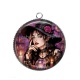 Pendentif Cabochon Argent - femme gothique