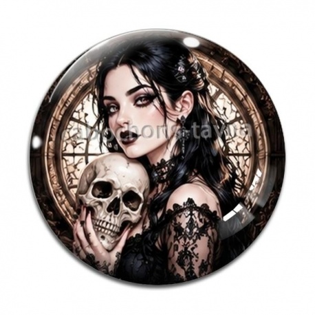 Cabochon Verre - femme gothique
